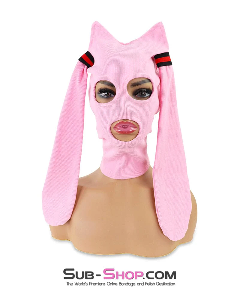 0330AE Pink Bunny Knit Hood with Long Bunny Ears - Image 2