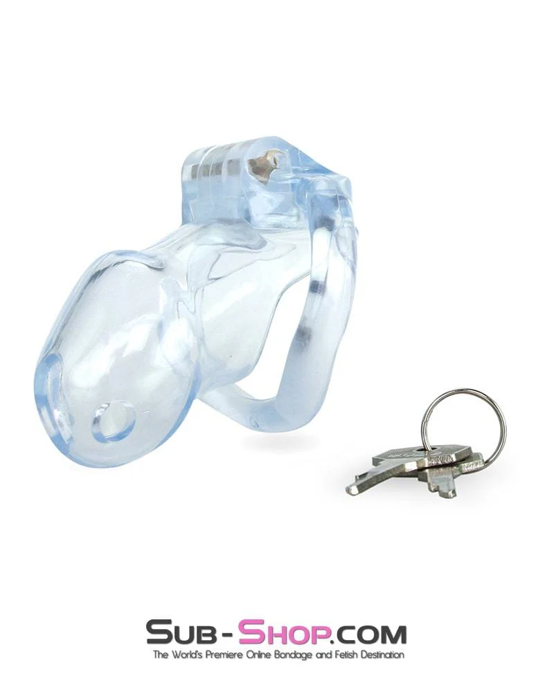 0398AE      Short Exposed in Chastity High Security Keyed Tumbler Locking Male Chastity with 4 Base Cock Ring Sizes - Image 8