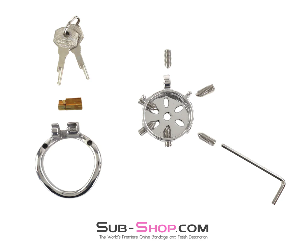 0507M  Spiked Steel Chastity Cage - Locking Male Chastity Device with 6 Adjustable CBT Spikes 🔥 FINAL CLEARANCE – Last Chance! - Image 5