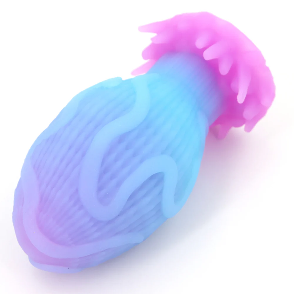 0823M  Dragon Egg Anal Plug - Luminous Medium Silicone Butt Plug - Image 3