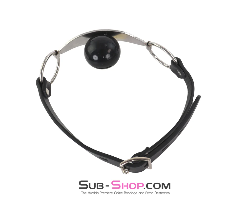 0911M  Stainless Steel Panel Ball Gag - Heavy Duty Metal Mouth Gag with O-Rings - Image 5