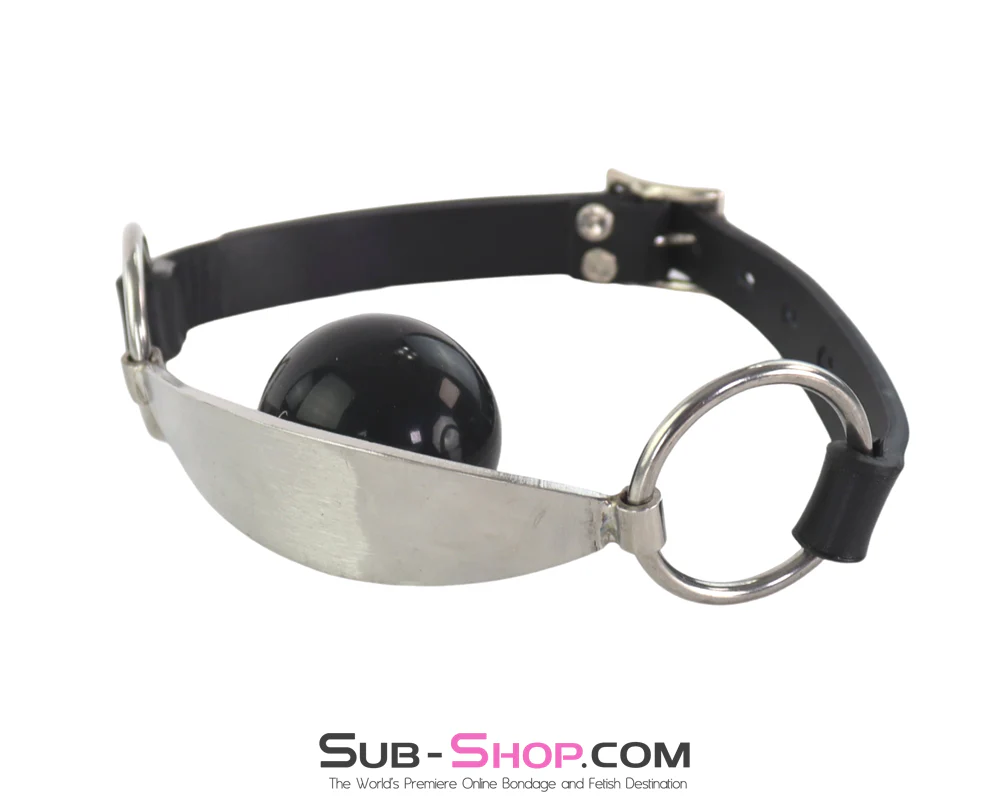 0911M  Stainless Steel Panel Ball Gag - Heavy Duty Metal Mouth Gag with O-Rings - Image 6