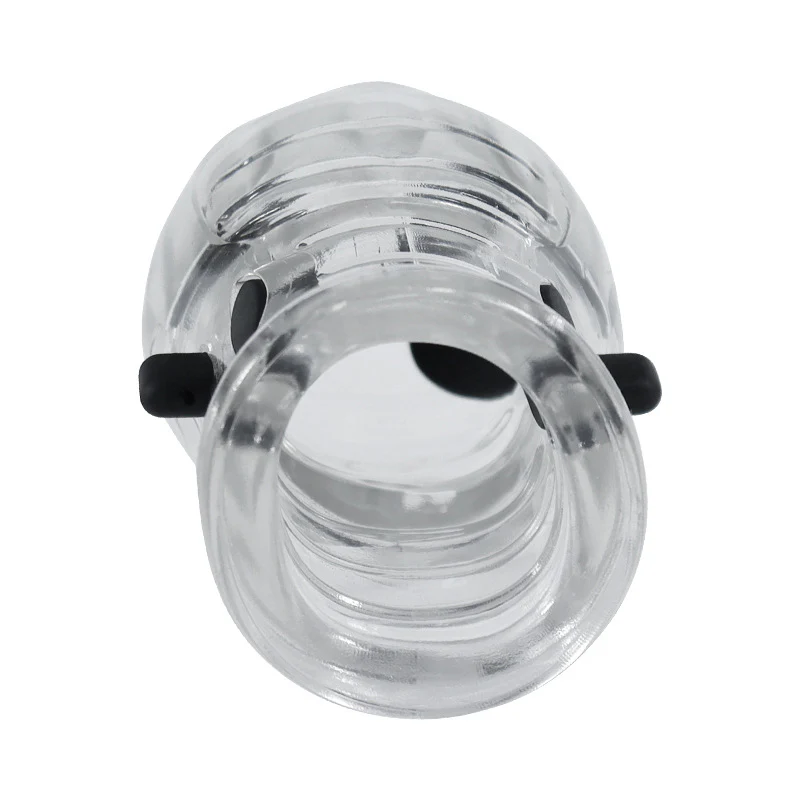 0919M  Electro CBT Head Cage - Clear Silicone Cock Trainer with Remote Shock Control for Torment & Tease Training - Image 4