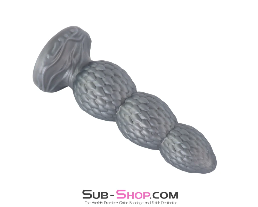 0964M  Dragon Scale Deep Dilator Plug - Large Textured Silicone Plug with Suction Cup - Image 5