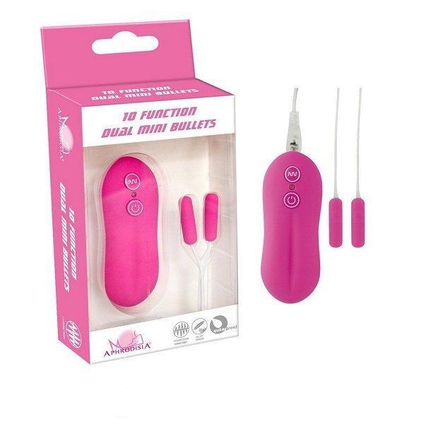 4720M 10 Function Dual Pink Vibrating Soft Touch Bullets - LAST CHANCE - Final Closeout!