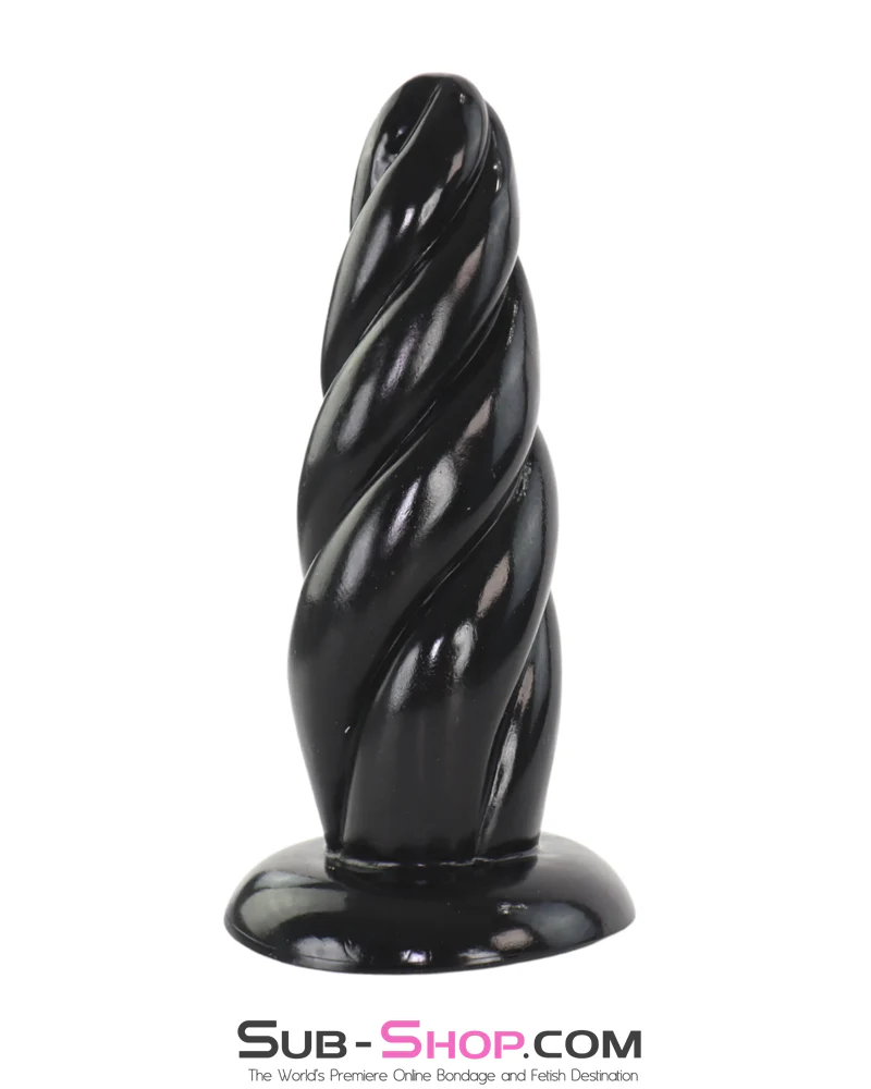 1310M Spiral Twist PVC Anal Plug with Suction Cup Base