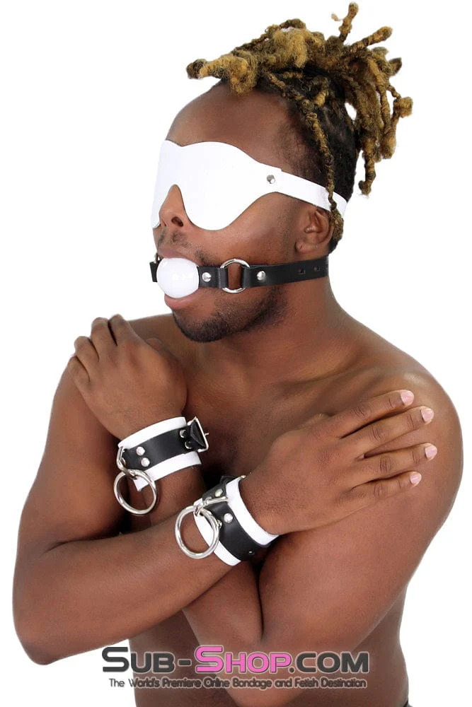 1456A Code of Silence Locking Ball Gag Strap, White - Image 9