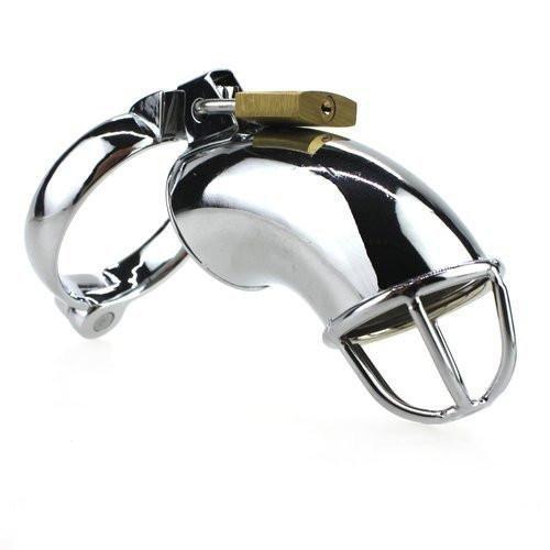 1707HS Heavy Metal Locking Steel Chrome Cock Cage Chastity - Image 3