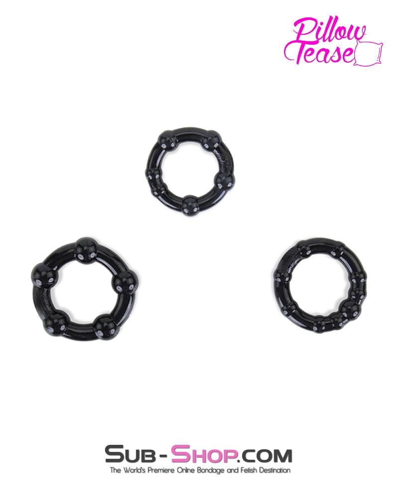 1436M 3 Ring Beaded Cock Ring Set - Image 3