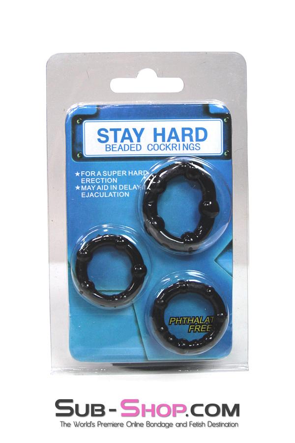 1436M 3 Ring Beaded Cock Ring Set - Image 9