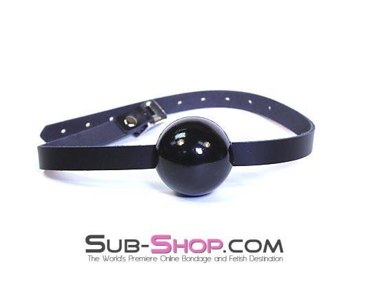 1501A Thin Strap Buckling Ball Gag, Black Leather Strap, Black Ball - Image 6