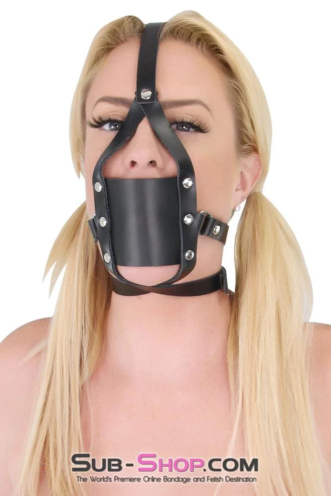 0435A Silencer Black Leather Cross Strap Panel Ball Gag Trainer - Image 11