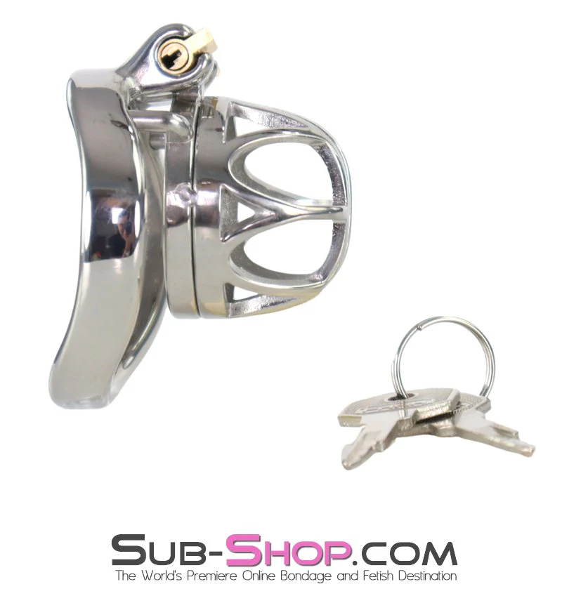7829M The Brig Small Steel Cock Cage Chastity with Medium Cock Ring - Image 6