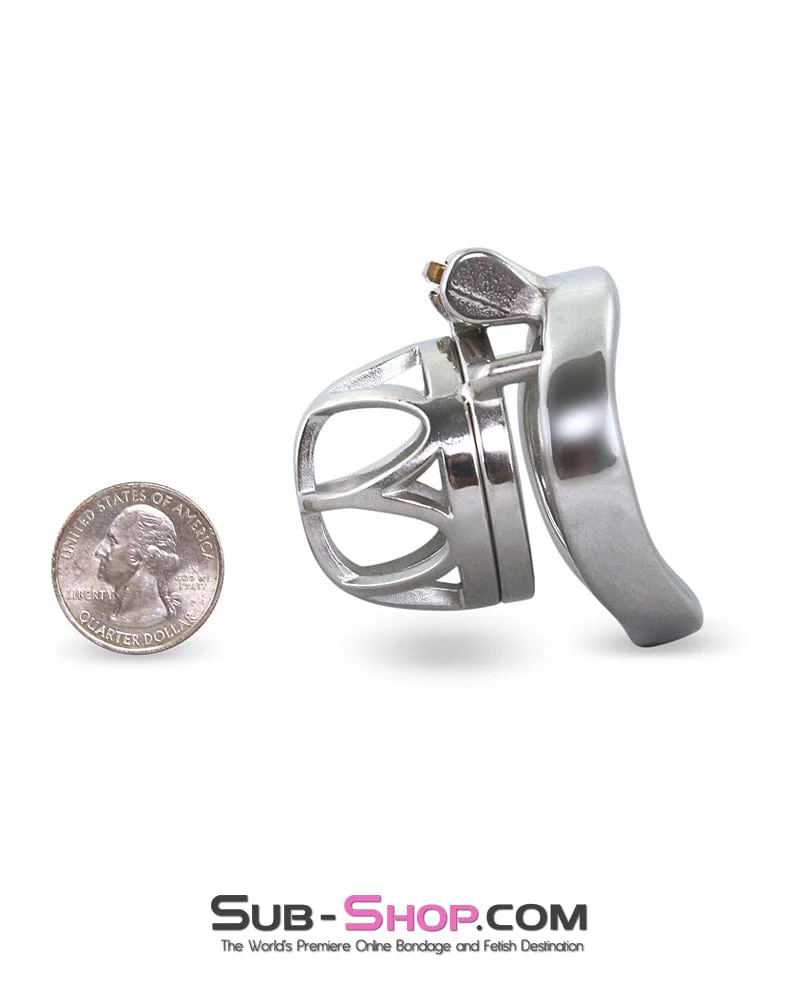 7829M The Brig Small Steel Cock Cage Chastity with Medium Cock Ring - Image 7