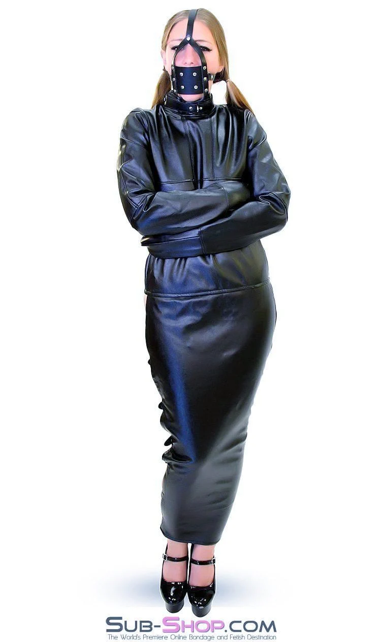 7850DL Captured Beauty Faux Leather Straitjacket with Leg Binder - Image 16