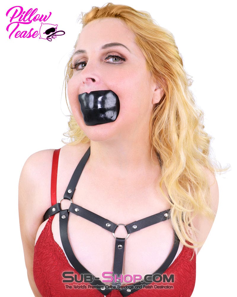 8745DL Black Ultra Restrictive Muffling Mouth Bondage Block Gag - Image 2