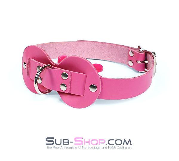 0978A Pretty Quiet Hot Pink Leather Double Mouth Guard Gag - Image 21