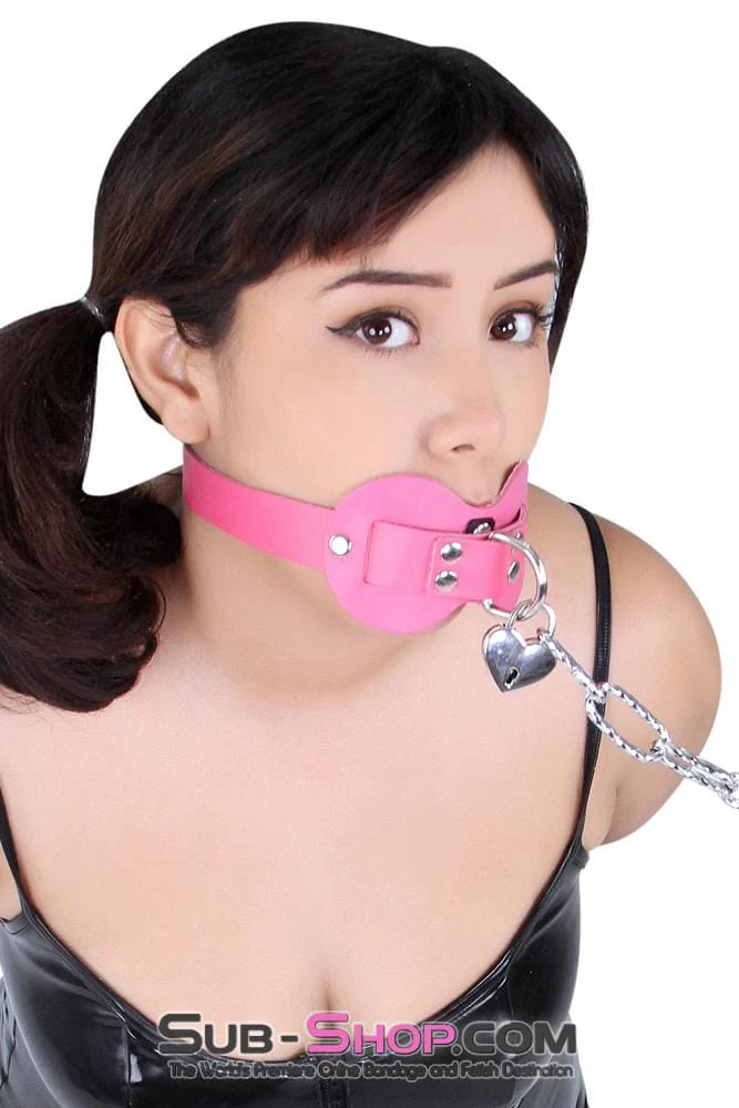 0978A Pretty Quiet Hot Pink Leather Double Mouth Guard Gag - Image 23