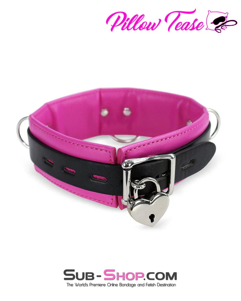 2668DL Black and Rose Padded Bondage Collar - Image 4