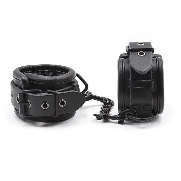 9855M Black Beauty Padded Wrist Cuffs with Matte Black Hardware - Image 5