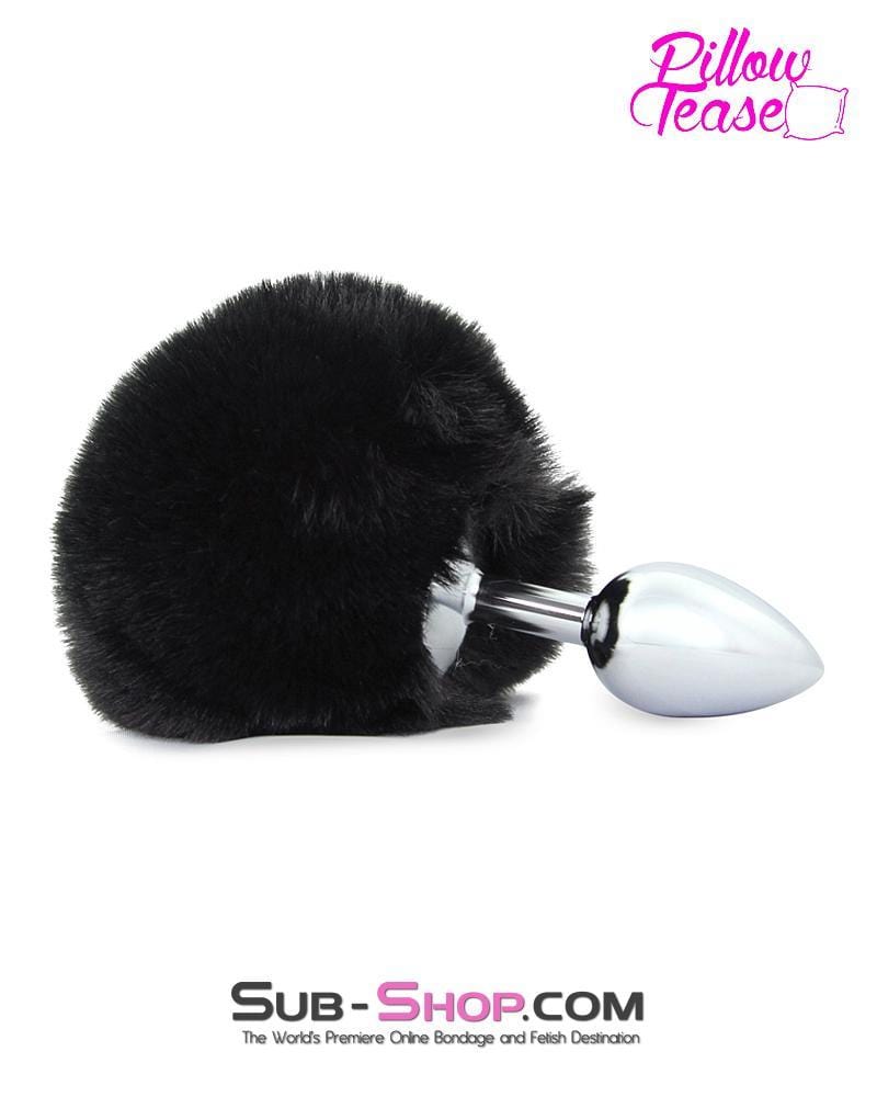 7033E-SIS Black Bunny Puff Ball Small Chromed Sissy Anal Plug - Image 6