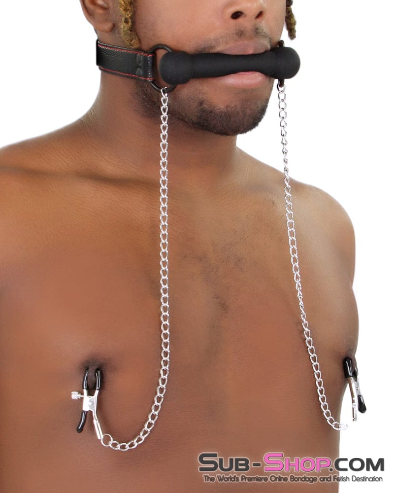 8797RS Black Rubber Bit Gag with Adjustable Pinch Nipple Clamps 🔥 FINAL CLEARANCE – Last Chance! - Image 6