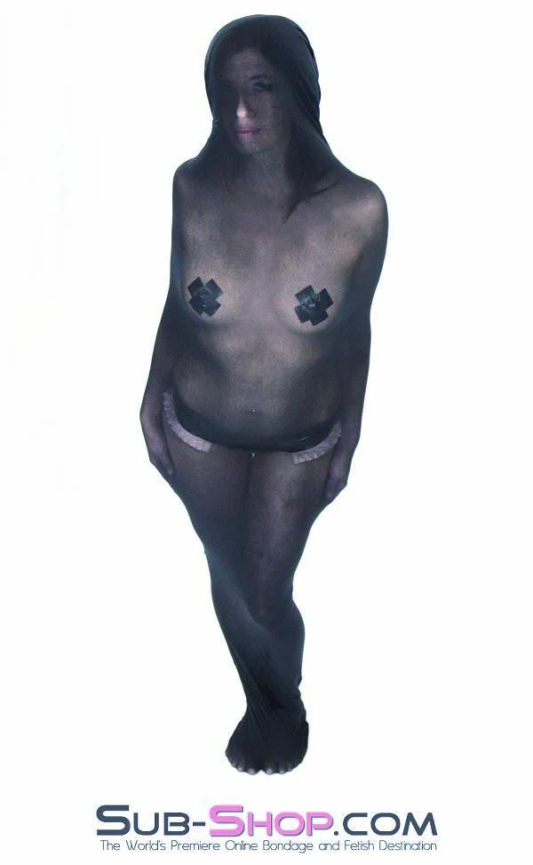 1490DL Black Sheer Encasement Silk Stocking Full Body Sack - Image 3