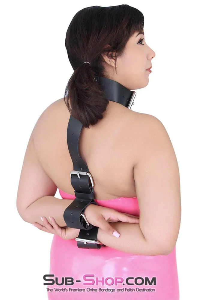 1741A-BLK      2" Collar to Wrist Restraint, Black Leather - Image 5
