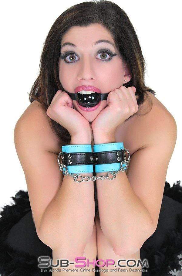 9918RS      Blue Ribbon Leatherette Wrist Bondage Cuffs and Chain Connection Set 🔥 FINAL CLEARANCE – Last Chance! - Image 2