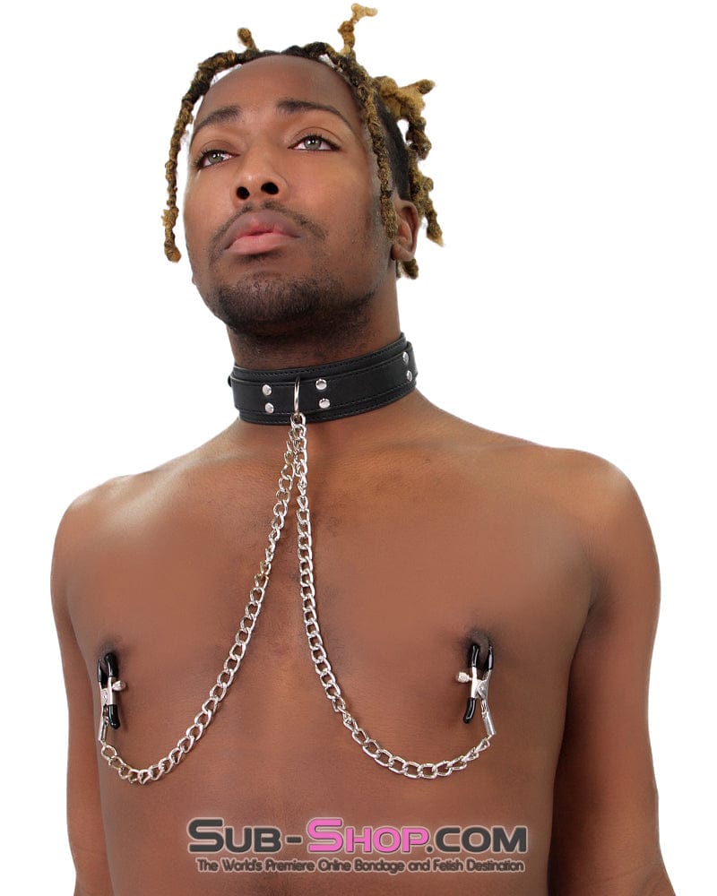2512M Bondage Collar with Adjustable Nipple Clamps - Image 12