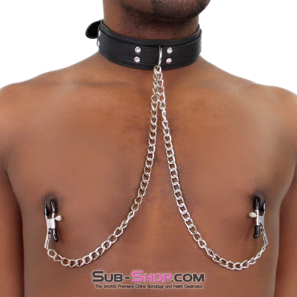 2512M Bondage Collar with Adjustable Nipple Clamps - MEGA Deal - Image 2