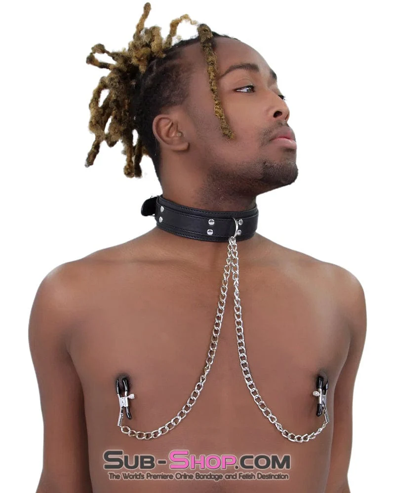 2512M Bondage Collar with Adjustable Nipple Clamps - MEGA Deal - Image 3