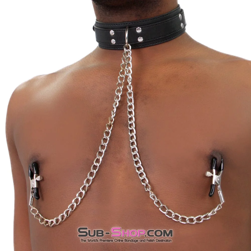 2512M Bondage Collar with Adjustable Nipple Clamps - MEGA Deal - Image 8