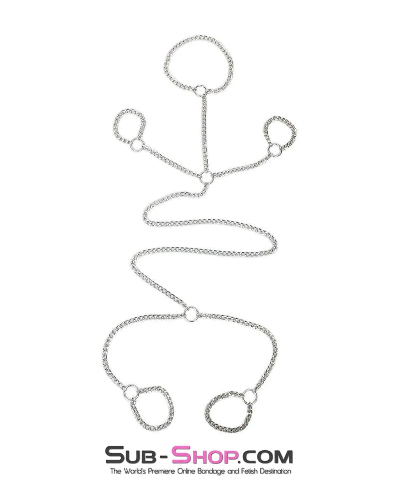 9948M Bondage Serving Girl Jeweled Collar to Wrist To Ankle Chains - Image 3