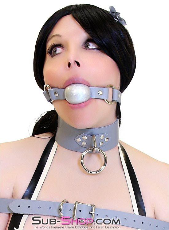 7064A Bound By Grey Steel Grey Leather Bondage Collar - Image 4