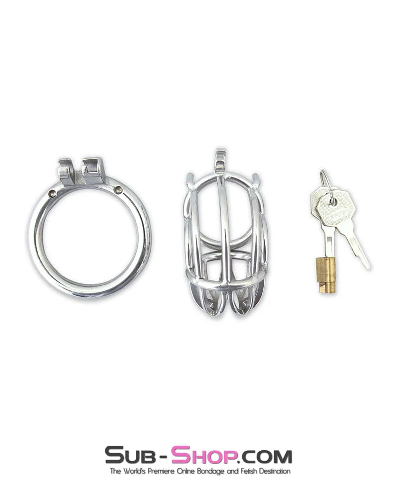 6810M      Bow Down Bent Steel Cock Cage Chastity Device - Image 6