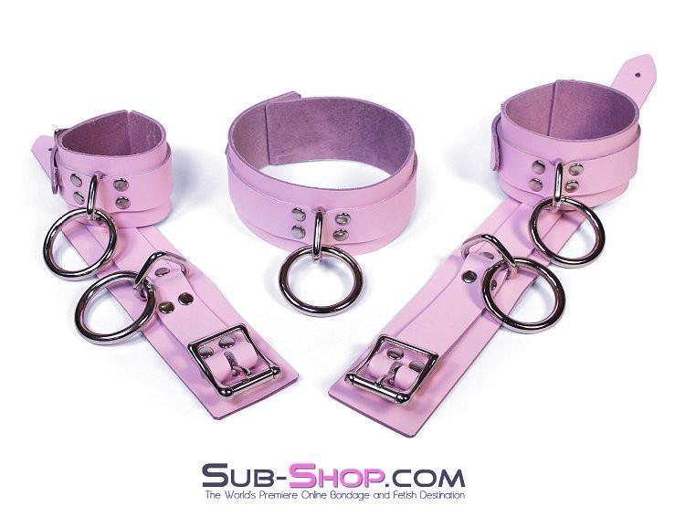 0992A Captured Beauty Princess Pink Leather Bondage Wrist Cuffs - Image 21