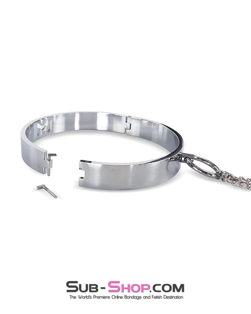 2502DL Chrome Steel Bondage Collar with Adjustable Nipple Clamps - Image 3