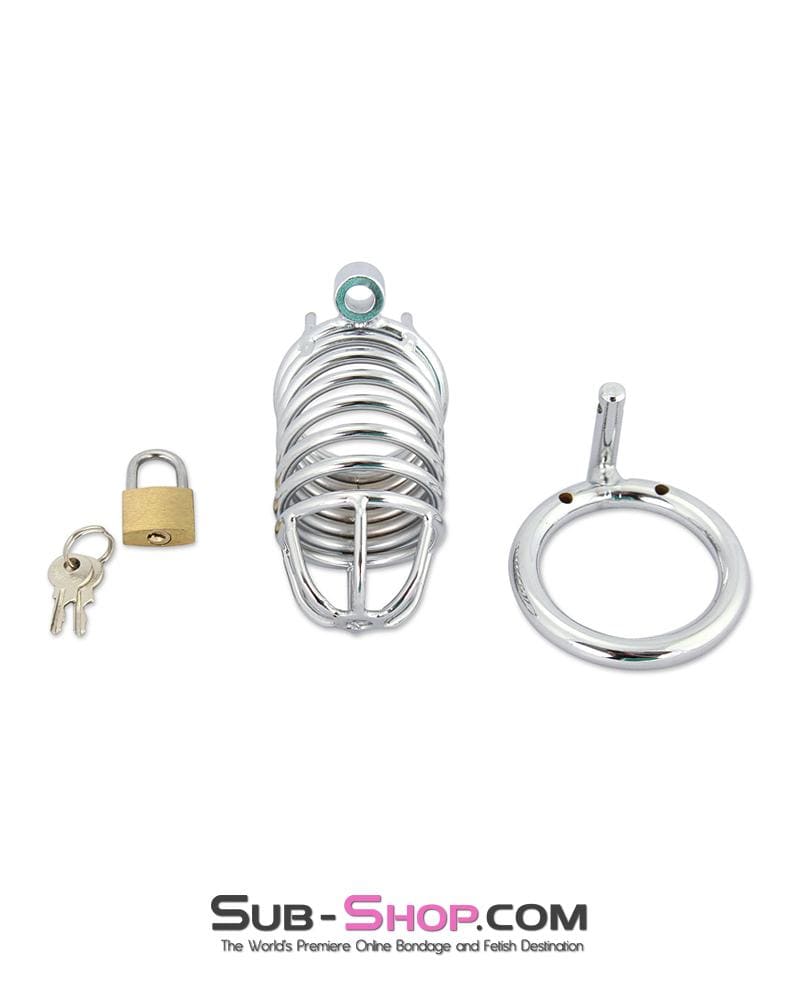 3749M Cock Blocker Locking Steel Tease and Torment Chastity Cock Cage - Image 11