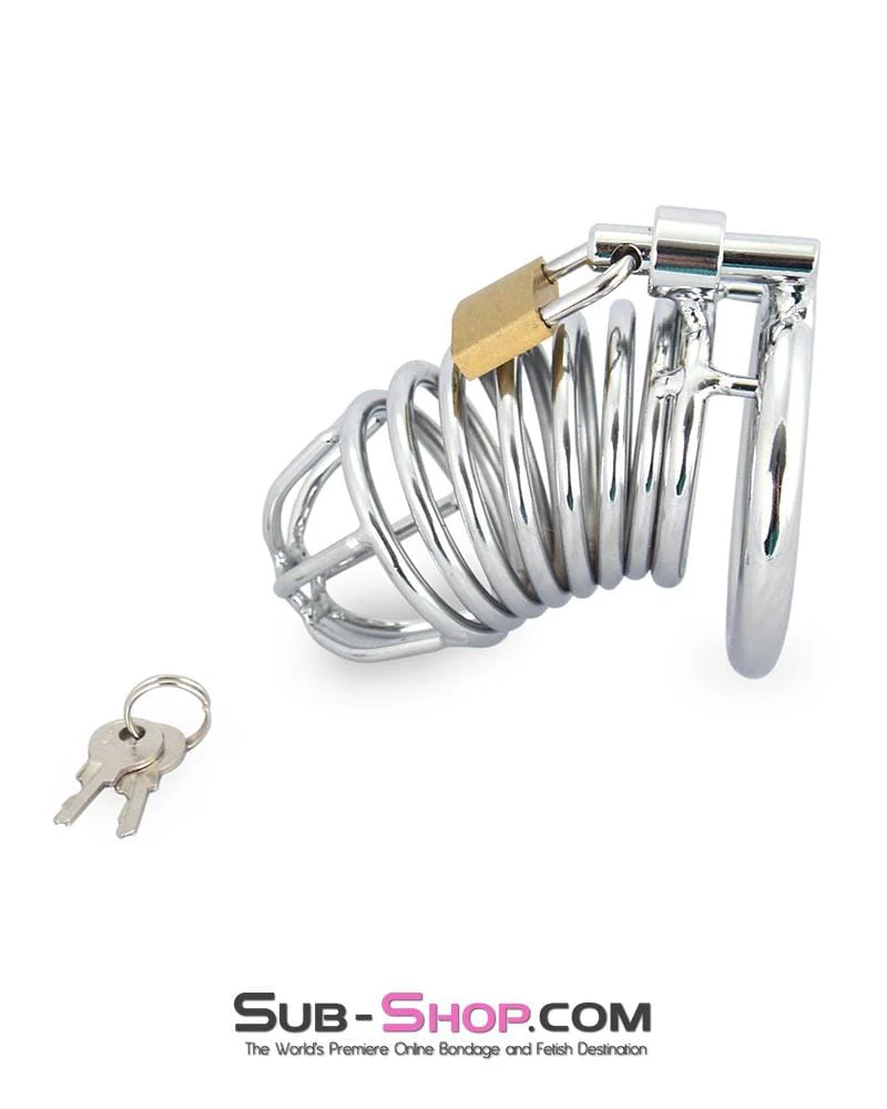 3749M Cock Blocker Locking Steel Tease and Torment Chastity Cock Cage - Image 5