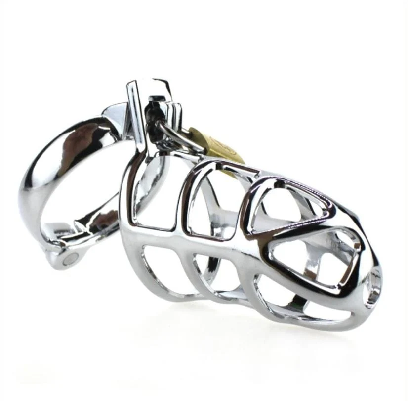 8707HS Cock Tease Locking Steel Male Chastity Set - Image 2
