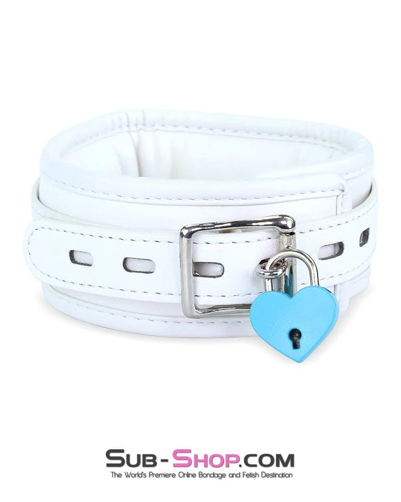 7251RS Corrupt Me White Padded Bondage Collar and Leash Set - Image 11