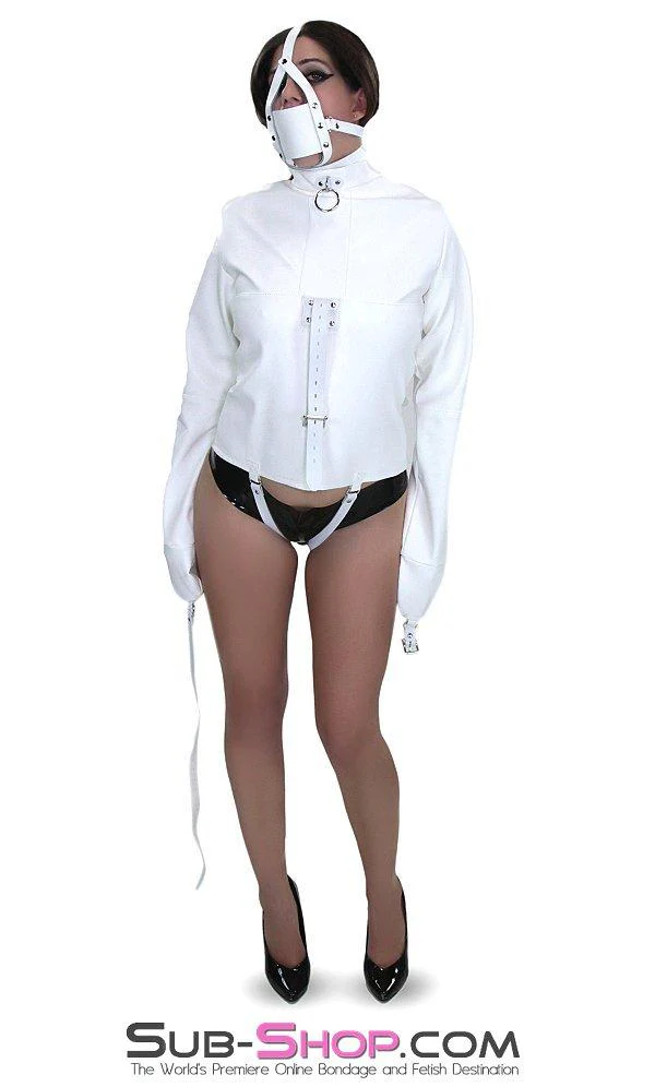 9765M Cute But Psycho White PVC Straitjacket - Image 14