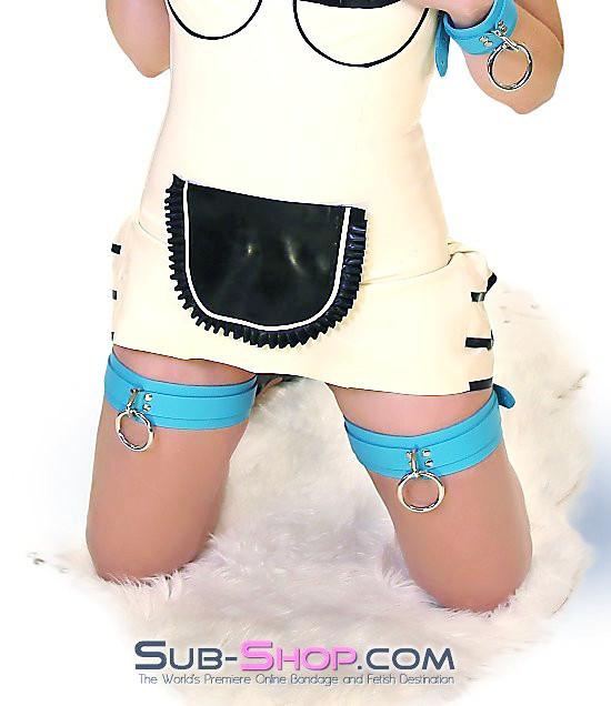 5704A      Diamond Blue Leather Bondage Thigh Cuffs - Image 4