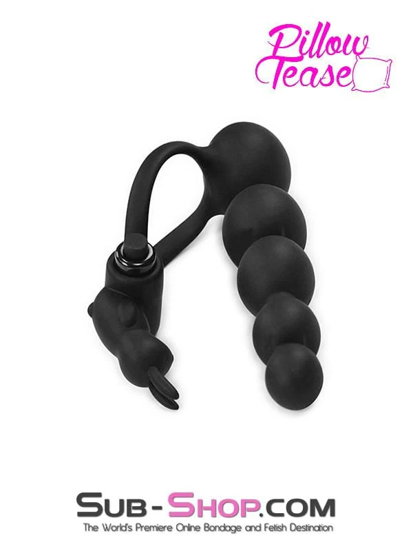 2629M      Double Penetrate-Her Silicone Cock Ring with Attached Anal Beads and Vibrating Clit Stimulator - LAST CHANCE - Final Closeout! - Image 4
