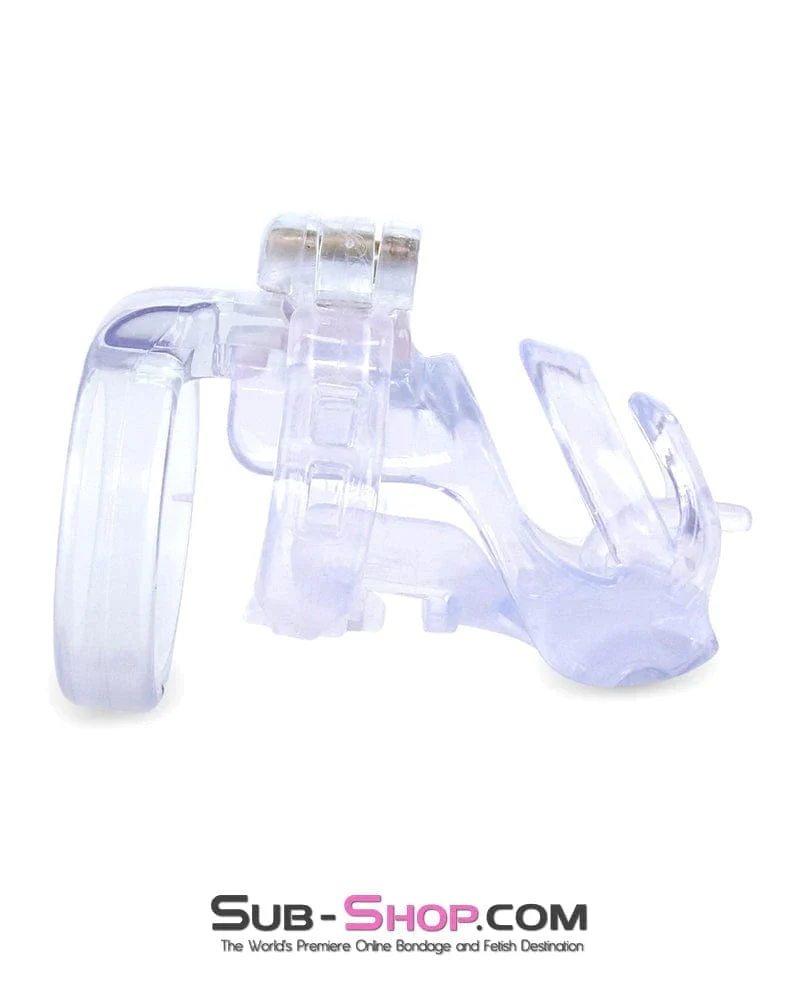 9321M-SIS Forced Sissy Long Clear Male Chastity with Optional Prince Albert Insert - Image 2