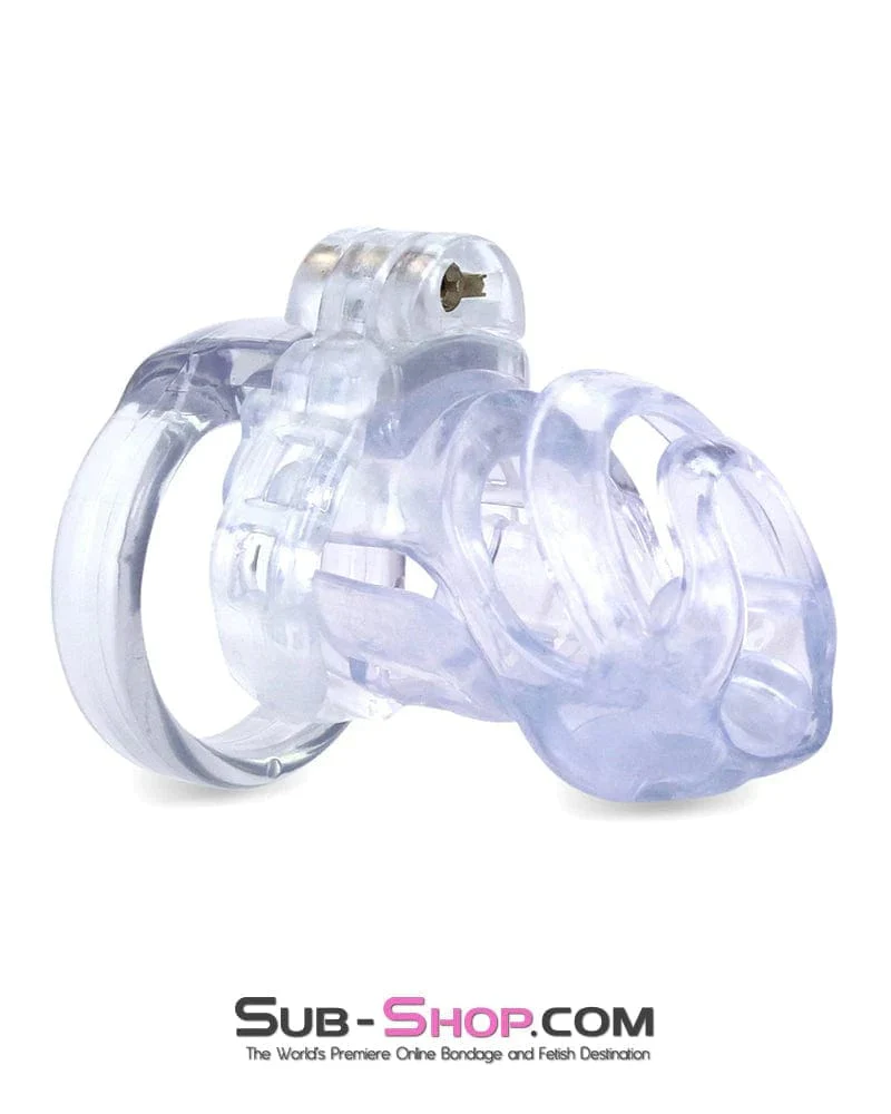 9321M-SIS Forced Sissy Long Clear Male Chastity with Optional Prince Albert Insert - Image 4