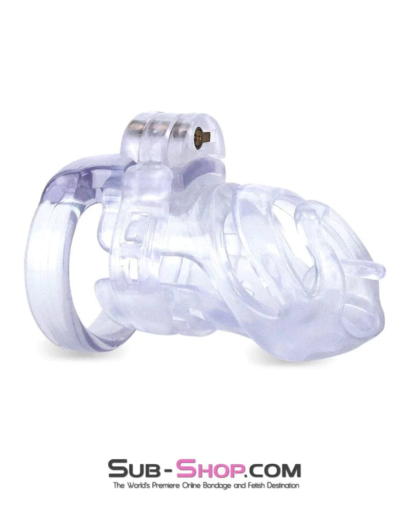 9321M-SIS Forced Sissy Long Clear Male Chastity with Optional Prince Albert Insert - Image 6