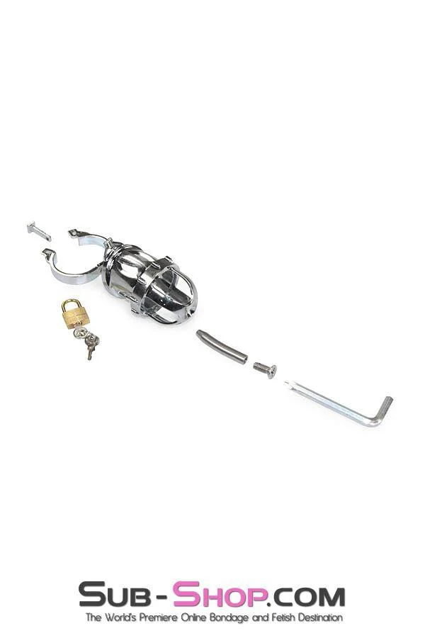 2351AR Fort Knox Locking Heavy Metal Chastity with Removable Urethral Sound - Image 4