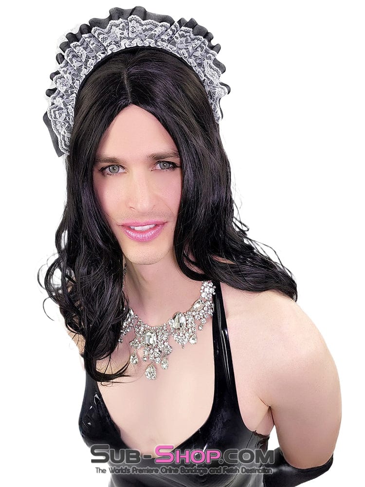 9955RS-SIS Glamour Sissy Girl Curly 22” Black Wig - Image 5